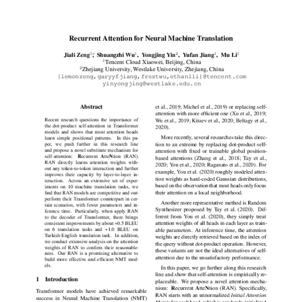 Recurrent Attention for Neural Machine Translation - ACL Anthology