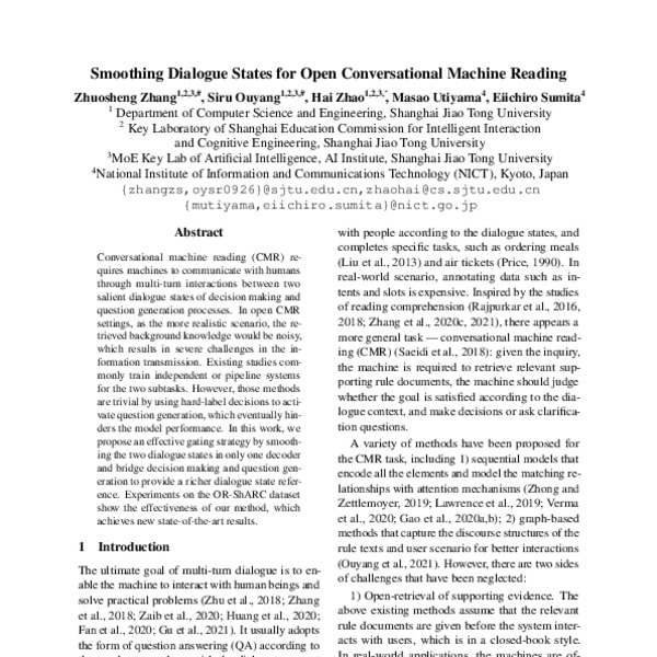 Smoothing Dialogue States for Open Conversational Machine Reading - ACL ...