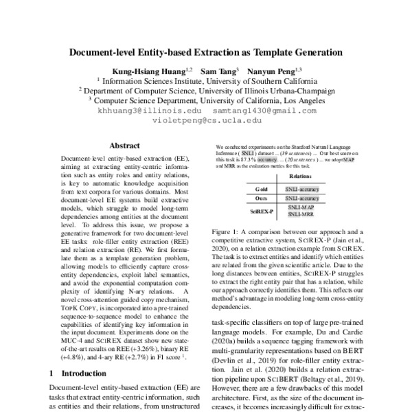 Documentlevel Entitybased Extraction as Template Generation ACL