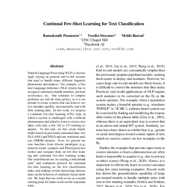 Continual Few-Shot Learning for Text Classification - ACL Anthology