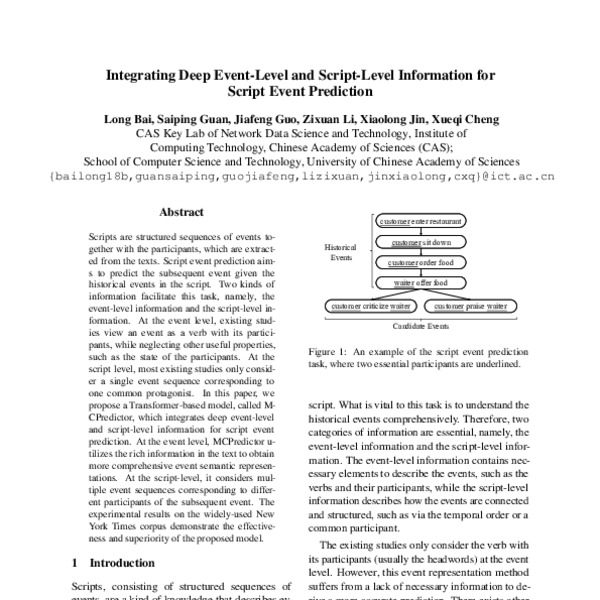 Integrating Deep EventLevel and ScriptLevel Information for Script