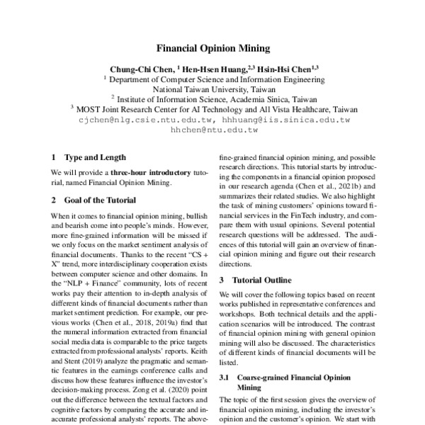 Financial Opinion Mining - ACL Anthology