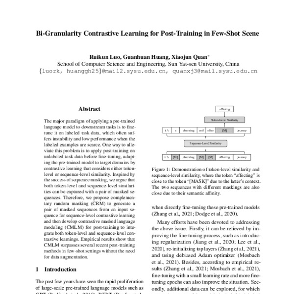 Bi-Granularity Contrastive Learning for Post-Training in Few-Shot Scene ...