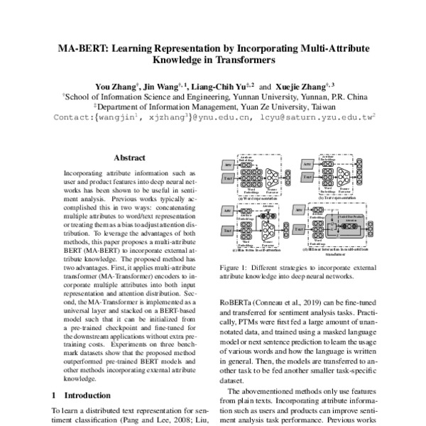 MA-BERT: Learning Representation by Incorporating Multi-Attribute ...