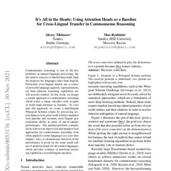 It’s All in the Heads: Using Attention Heads as a Baseline for Cross ...