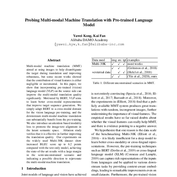 Probing Multi-modal Machine Translation with Pre-trained Language Model ...