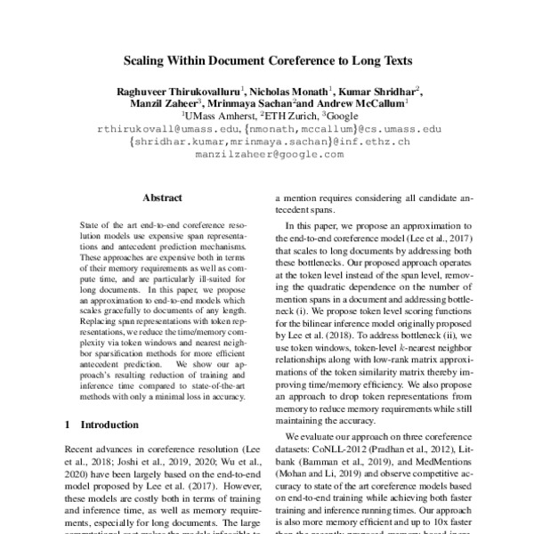 Scaling Within Document Coreference to Long Texts - ACL Anthology