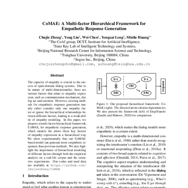 CoMAE: A Multi-factor Hierarchical Framework for Empathetic Response ...