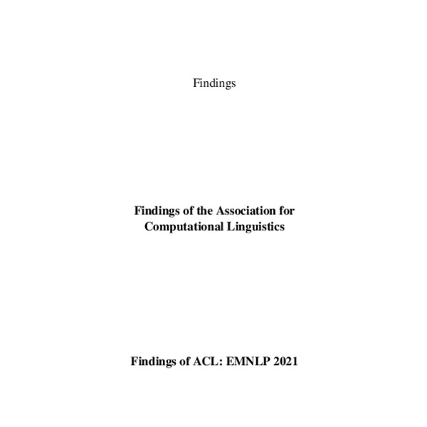 Findings of the Association for Computational Linguistics EMNLP 2021