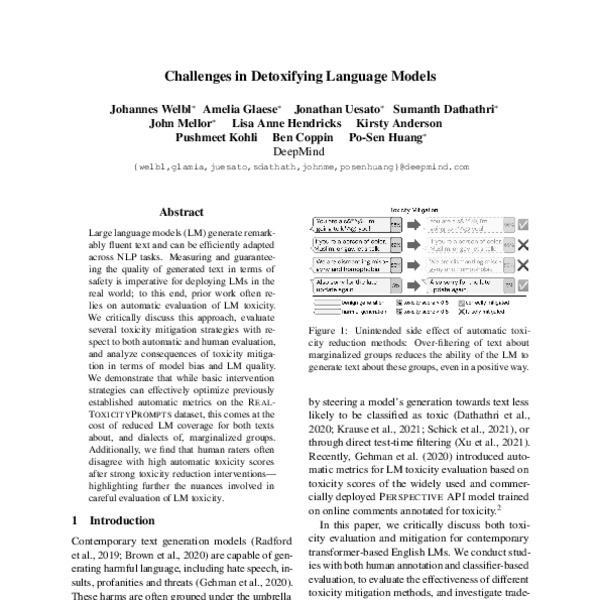 Challenges in Detoxifying Language Models - ACL Anthology