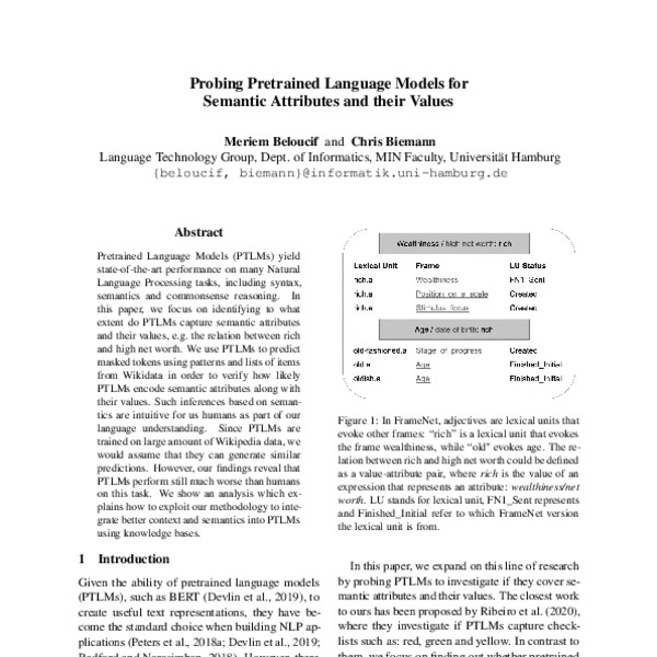Probing Pre-trained Language Models for Semantic Attributes and their ...