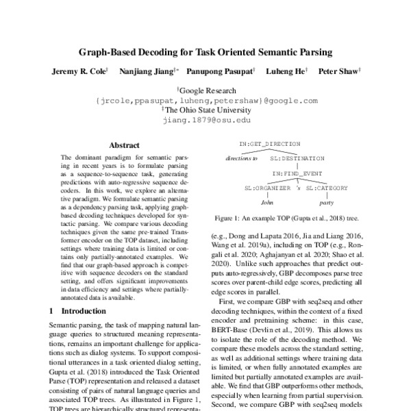 Graph-Based Decoding for Task Oriented Semantic Parsing - ACL Anthology