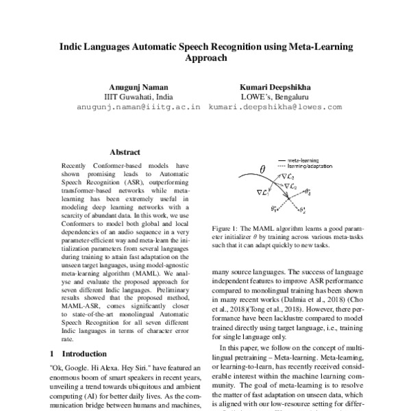 Indic Languages Automatic Speech Recognition using Meta-Learning ...