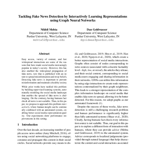 Tackling Fake News Detection by Interactively Learning Representations ...