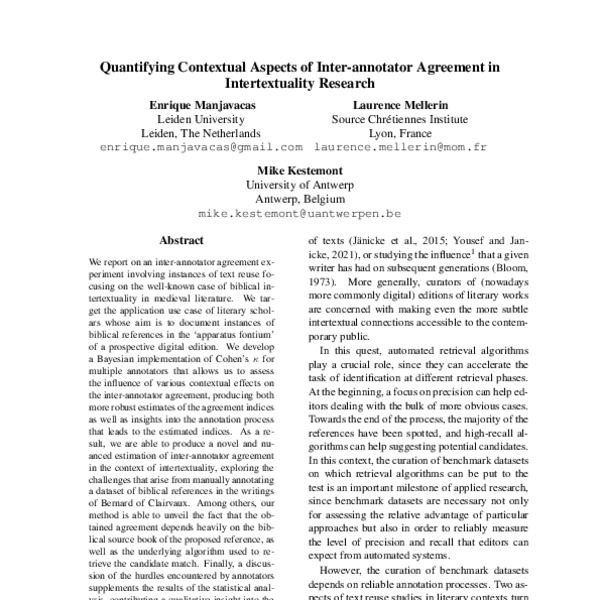 Quantifying Contextual Aspects of Inter-annotator Agreement in ...