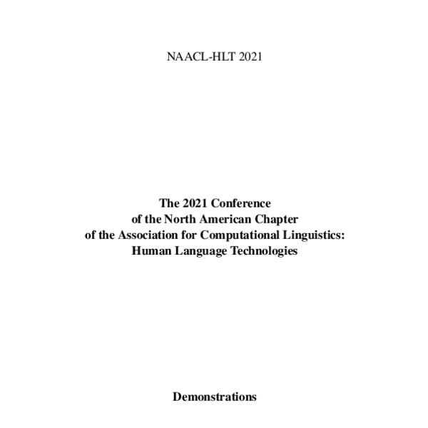 Proceedings of the 2021 Conference of the North American Chapter of the