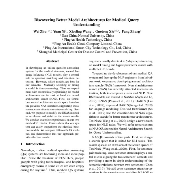 Discovering Better Model Architectures for Medical Query Understanding