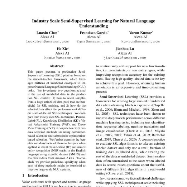 Industry Scale SemiSupervised Learning for Natural Language