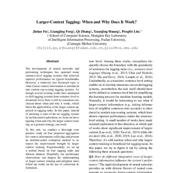 Larger-Context Tagging: When and Why Does It Work? - ACL Anthology