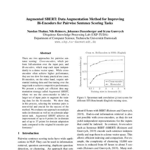 Augmented SBERT: Data Augmentation Method for Improving Bi-Encoders for ...