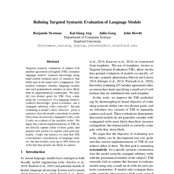 Refining Targeted Syntactic Evaluation of Language Models - ACL Anthology