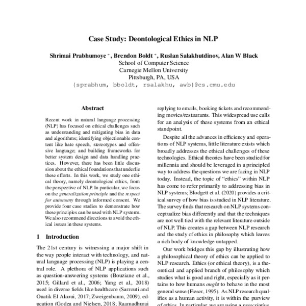 case study deontological ethics in nlp