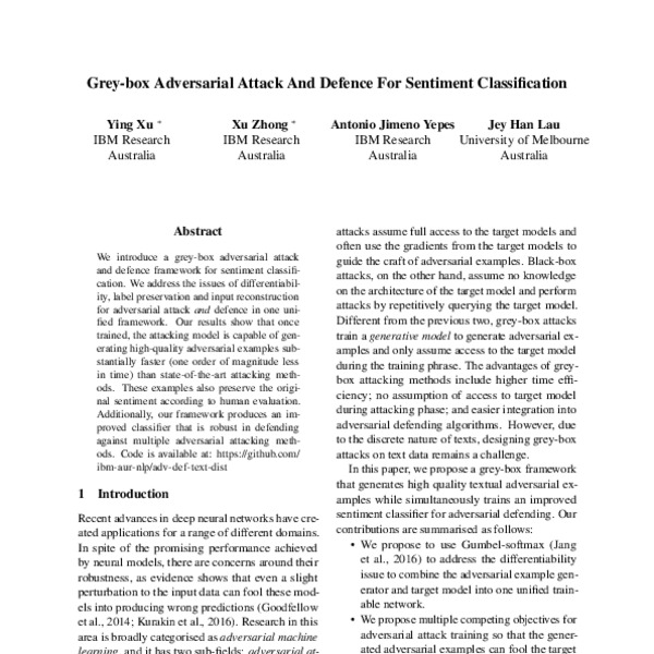 Greybox Adversarial Attack And Defence For Sentiment Classification