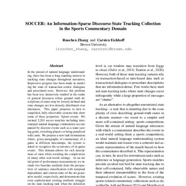 SOCCER An InformationSparse Discourse State Tracking Collection in