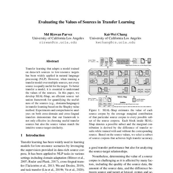 Evaluating the Values of Sources in Transfer Learning - ACL Anthology