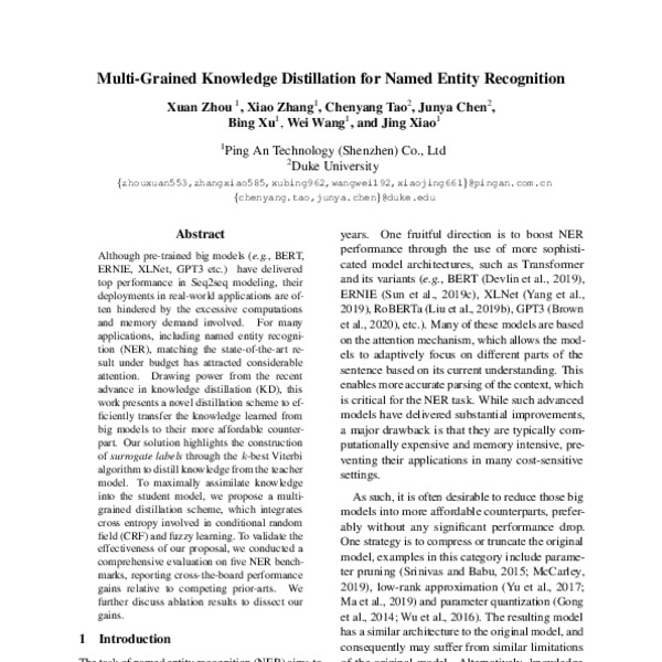 MultiGrained Knowledge Distillation for Named Entity Recognition ACL