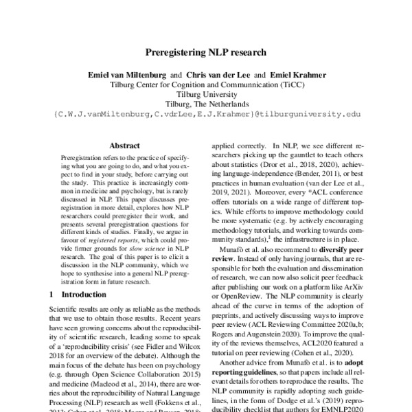 Preregistering NLP research ACL Anthology