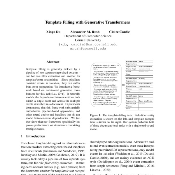 Template Filling with Generative Transformers ACL Anthology