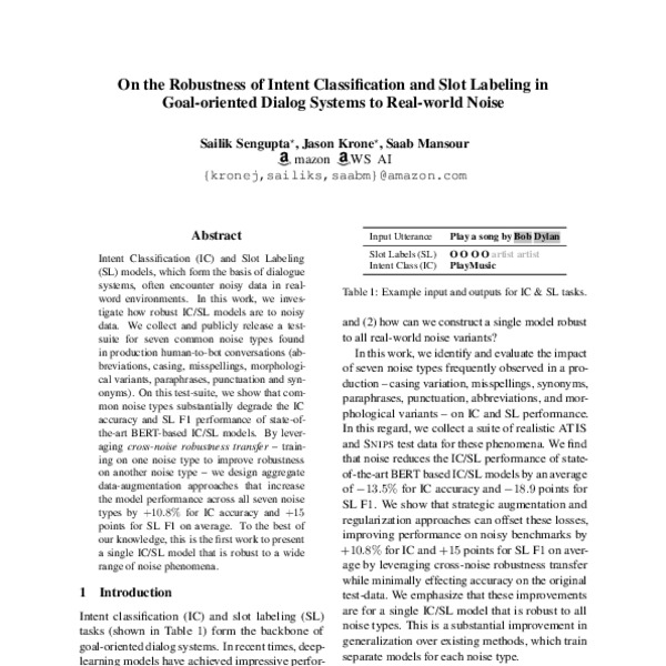 On the Robustness of Intent Classification and Slot Labeling in Goal ...