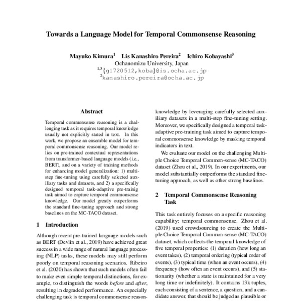 Towards a Language Model for Temporal Commonsense Reasoning - ACL Anthology