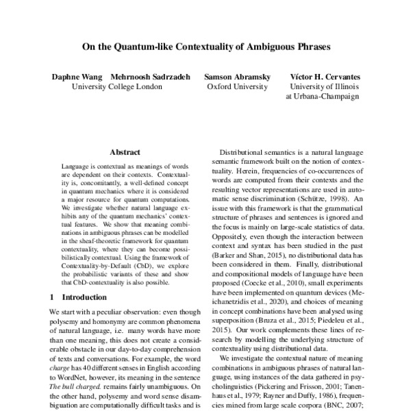 On the Quantum-like Contextuality of Ambiguous Phrases - ACL Anthology