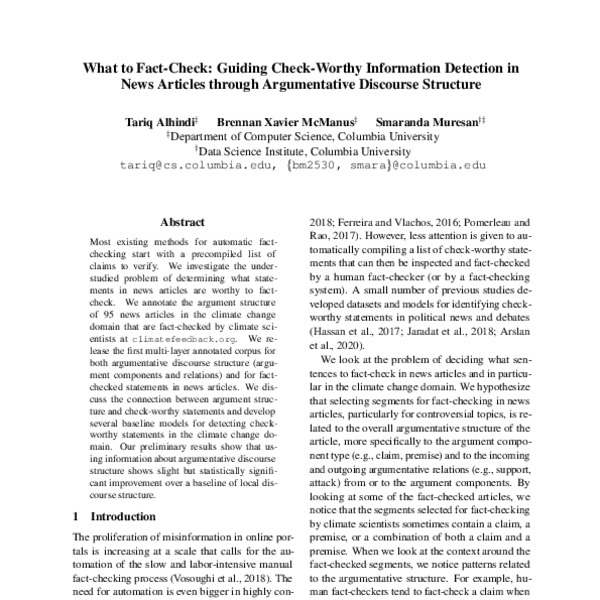 What to Fact-Check: Guiding Check-Worthy Information Detection in News ...