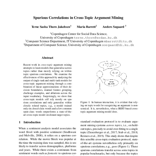 Spurious Correlations in Cross-Topic Argument Mining - ACL Anthology