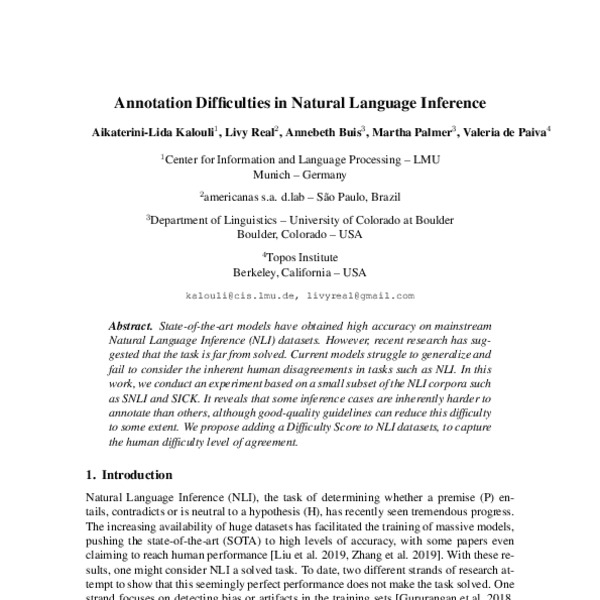 Annotation Difficulties in Natural Language Inference - ACL Anthology