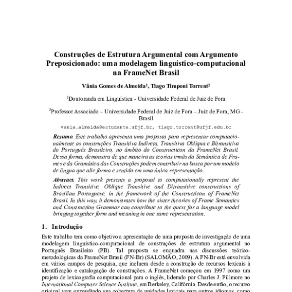 Construões de Estrutura Argumental com Argumento Preposicionado: uma ...