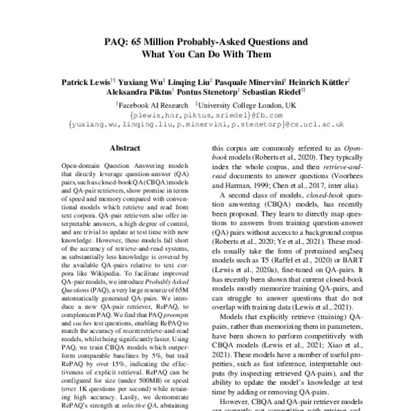 PAQ: 65 Million Probably-Asked Questions and What You Can Do With Them ...