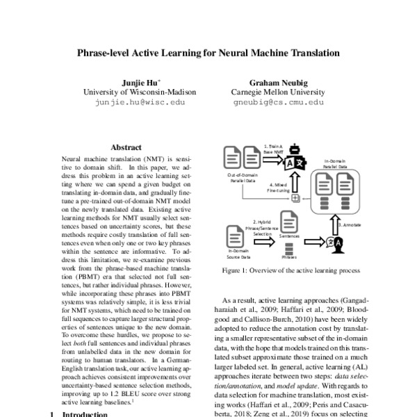 Phrase-level Active Learning for Neural Machine Translation - ACL Anthology