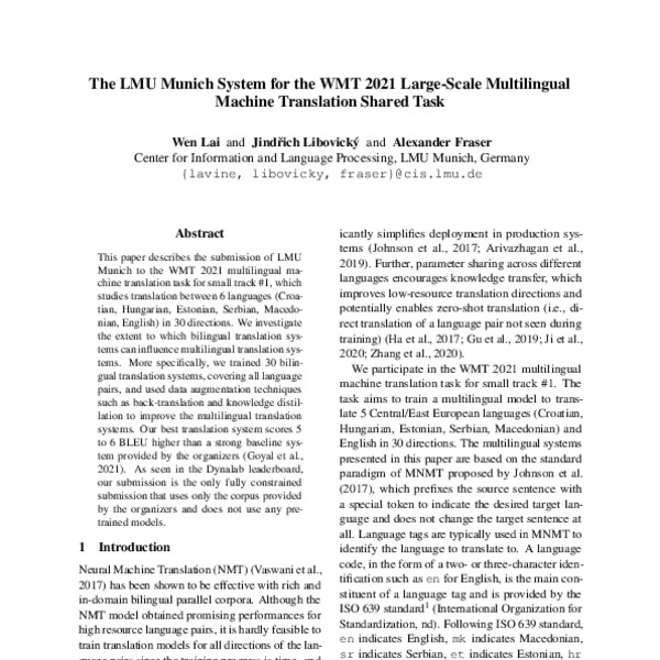 The LMU Munich System for the WMT 2021 Large-Scale Multilingual Machine ...