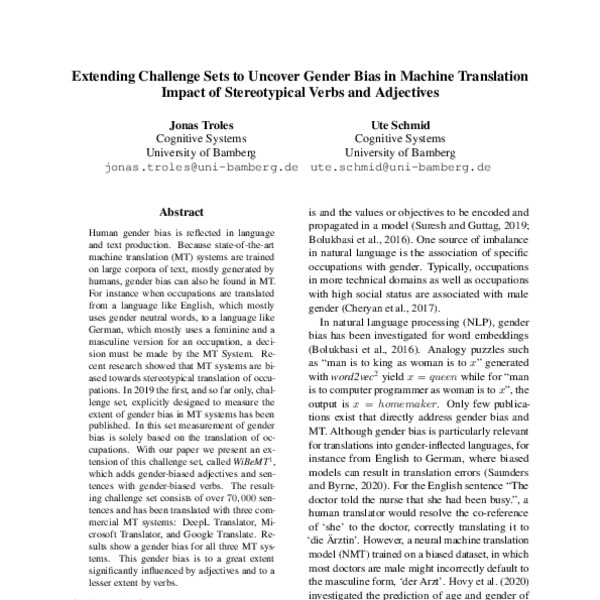 Extending Challenge Sets to Uncover Gender Bias in Machine Translation ...