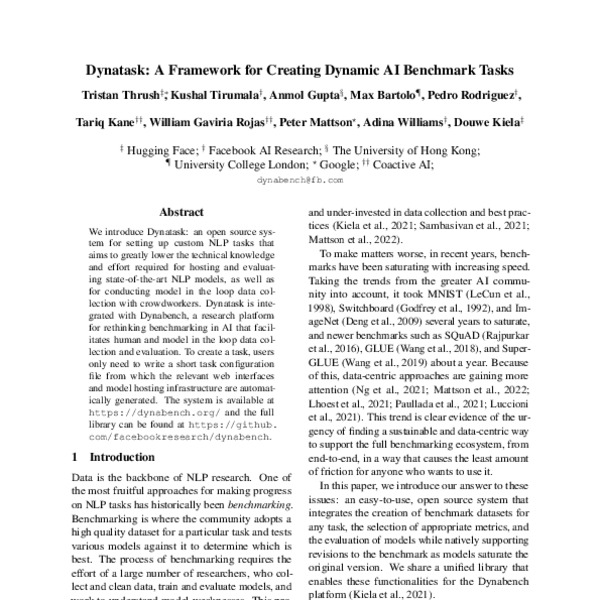 Dynatask: A Framework for Creating Dynamic AI Benchmark Tasks - ACL ...