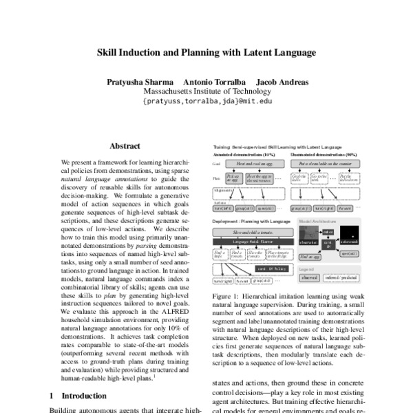 Skill Induction and Planning with Latent Language - ACL Anthology