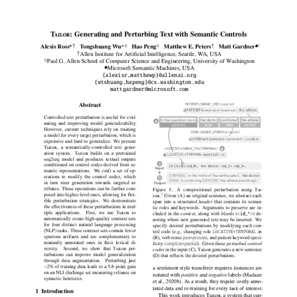 Tailor: Generating and Perturbing Text with Semantic Controls - ACL ...