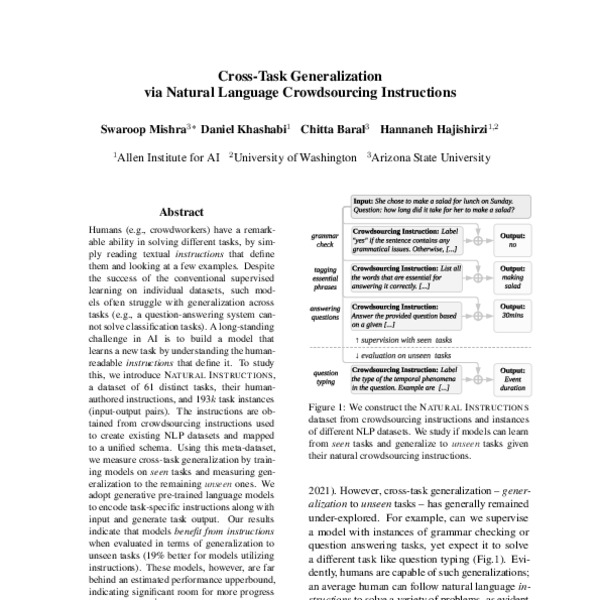 Cross-Task Generalization via Natural Language Crowdsourcing