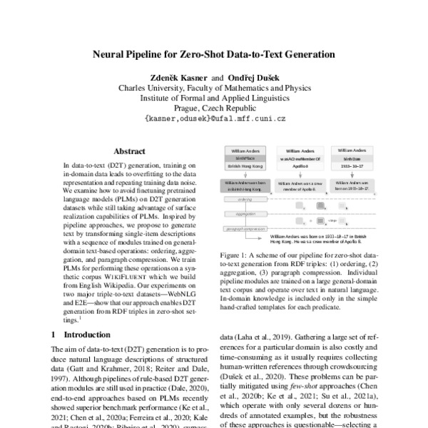 Neural Pipeline for Zero-Shot Data-to-Text Generation - ACL Anthology