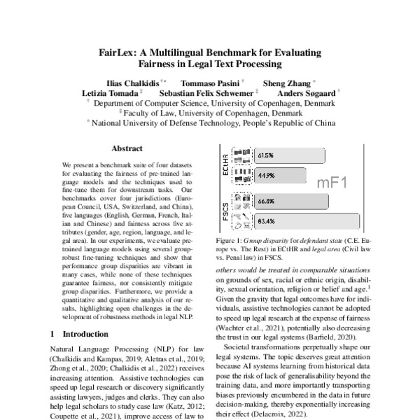 FairLex: A Multilingual Benchmark for Evaluating Fairness in Legal Text ...