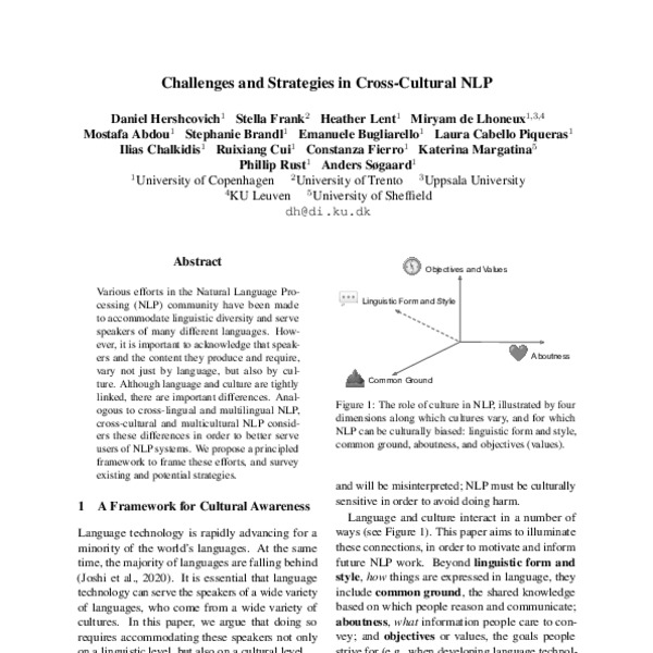Challenges and Strategies in Cross-Cultural NLP - ACL Anthology